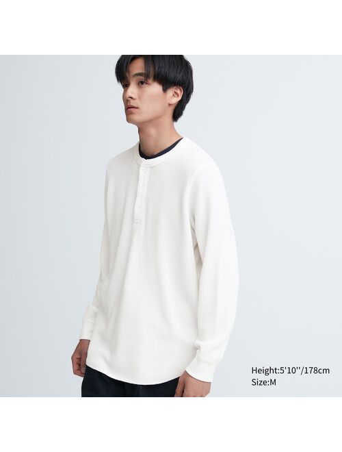 UNIQLO Waffle Henley Neck Long-Sleeve T-Shirt