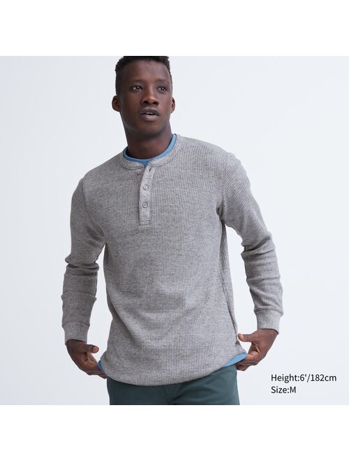 UNIQLO Waffle Henley Neck Long-Sleeve T-Shirt