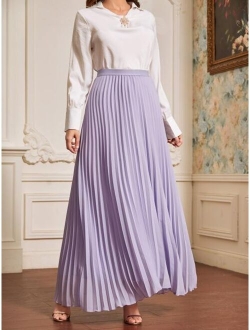 Mulvari Solid Pleated Maxi Skirt