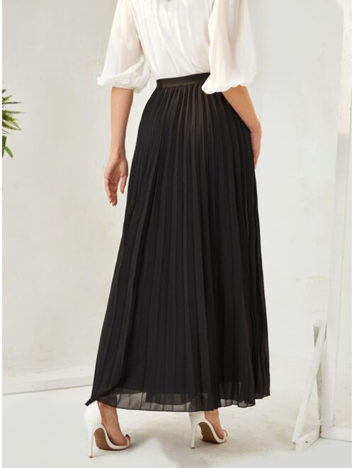 SHEIN Mulvari Solid Pleated Maxi Skirt