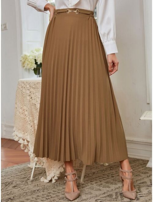 SHEIN Modely D-ring Pleated Skirt