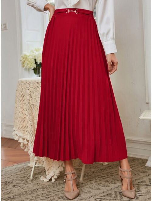 SHEIN Modely D-ring Pleated Skirt