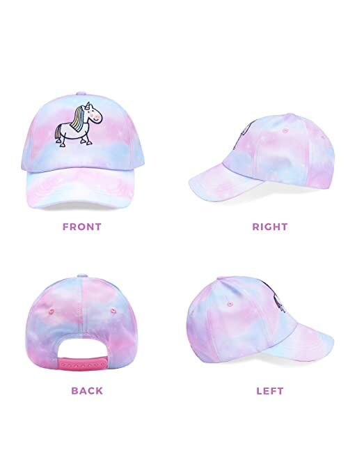 accsa Girls Baseball Hat Tie-Dye Unicorn Hats for Girls Adjustable Kids Baseball Cap