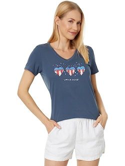 Life is Good Americana Hearts Stars and Stripe Short Sleeve Crusher Vee