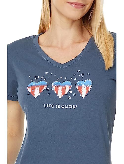 Life is Good Americana Hearts Stars and Stripe Short Sleeve Crusher Vee