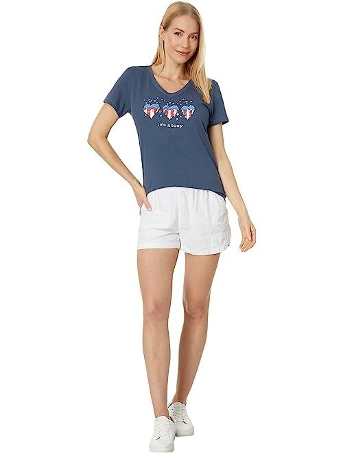 Life is Good Americana Hearts Stars and Stripe Short Sleeve Crusher Vee