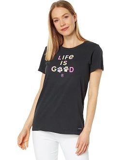 Life is Good Tie-Dye Paw Print Short Sleeve Crusher-Lite Tee