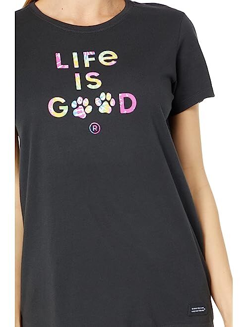 Life is Good Tie-Dye Paw Print Short Sleeve Crusher-Lite Tee