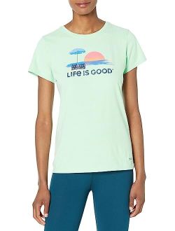 Life is Good Sunset Watercolor Short Sleeve Crusher Tee