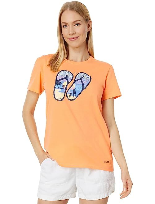 Life is Good Flip-Flops Tropical Sunset Short Sleeve Crusher-Lite Tee