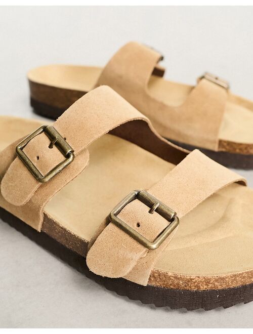 Bershka cross strap sandals in beige