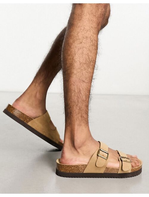 Bershka cross strap sandals in beige