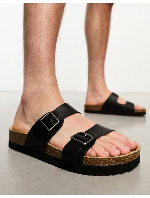 Bershka cross strap sandals in black