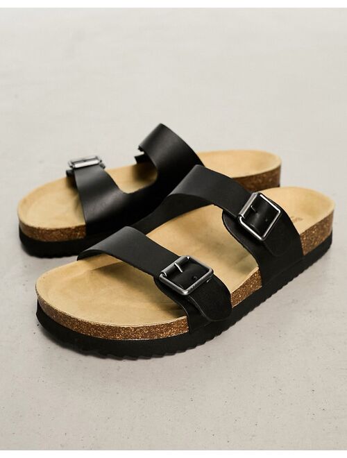 Bershka cross strap sandals in black