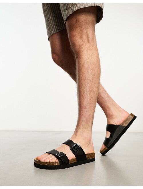 Bershka cross strap sandals in black