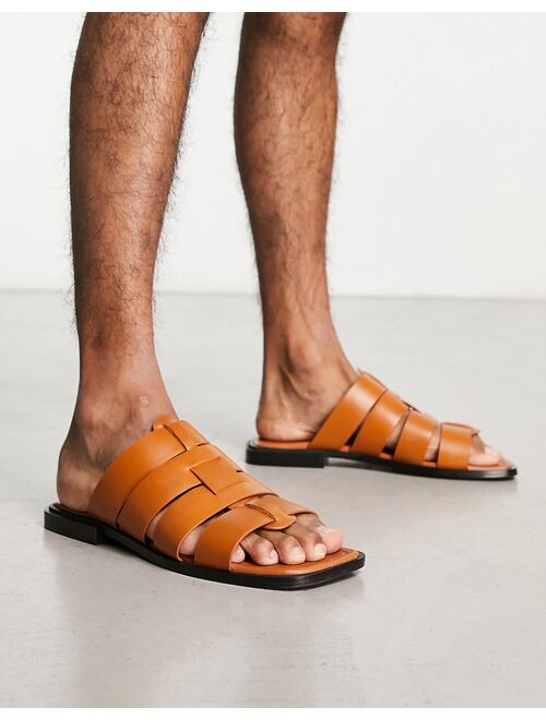 Asra Sani flat sandals in spice tan leather