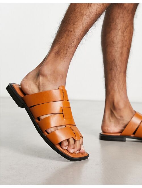 Asra Sani flat sandals in spice tan leather