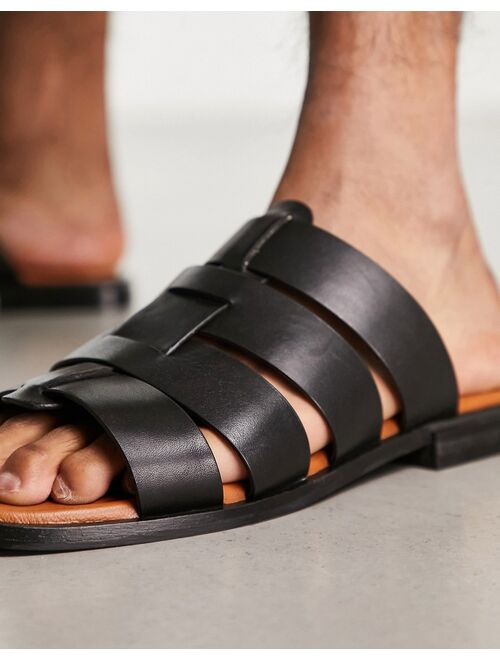 ASRA Sani flat sandals in spice black leather