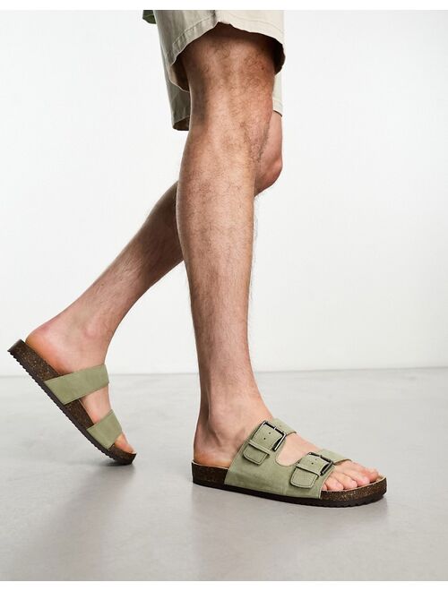 Pull&Bear double strap sandal in light khaki