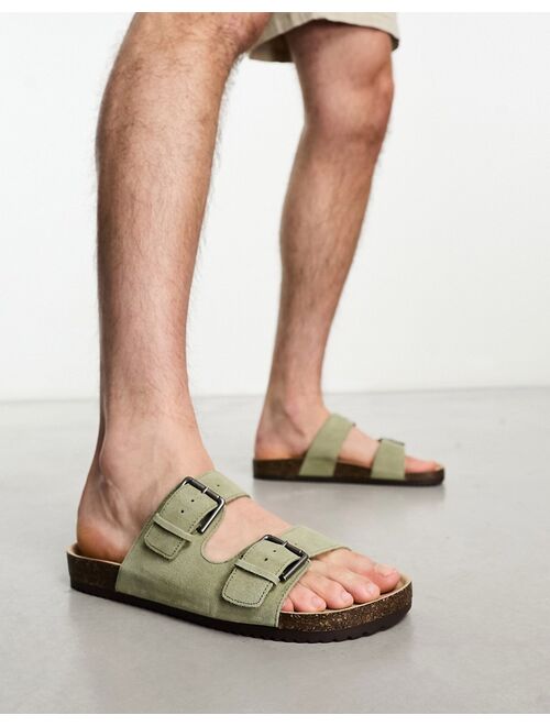 Pull&Bear double strap sandal in light khaki