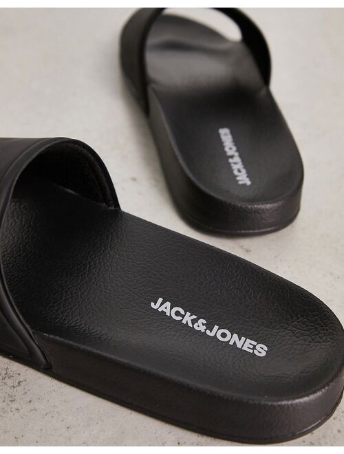 Jack & Jones pool slider in black