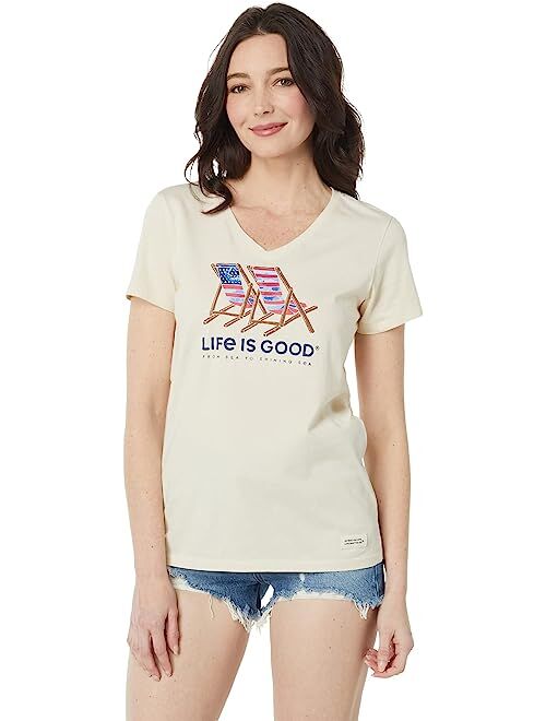 Life is Good Tie-Dye Americana Beach Chairs Short Sleeve Crusher-Lite Tee