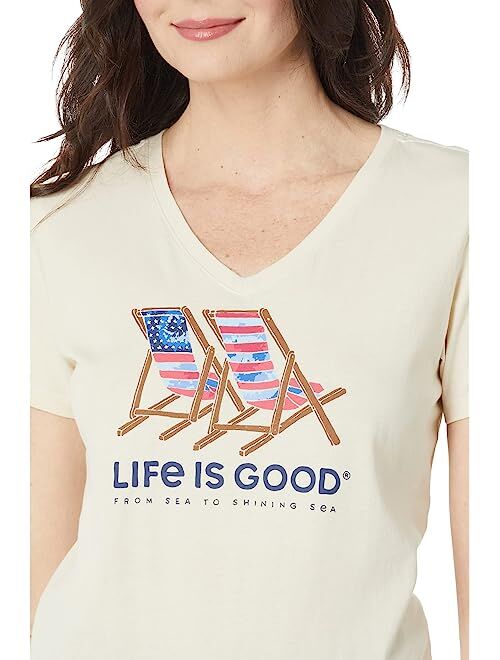 Life is Good Tie-Dye Americana Beach Chairs Short Sleeve Crusher-Lite Tee