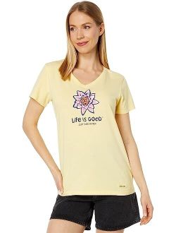 Life is Good Pink Water Lily Short Sleeve Crusher Vee