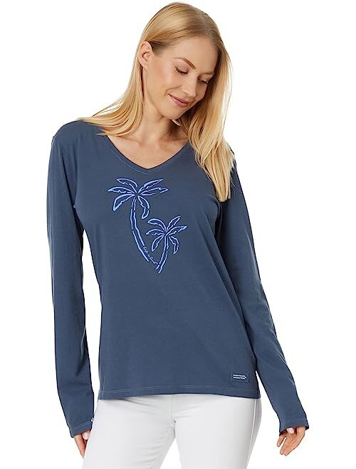 Life is Good Two Simple Palms Long Sleeve Crusher-Lite Vee