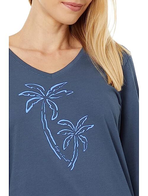 Life is Good Two Simple Palms Long Sleeve Crusher-Lite Vee