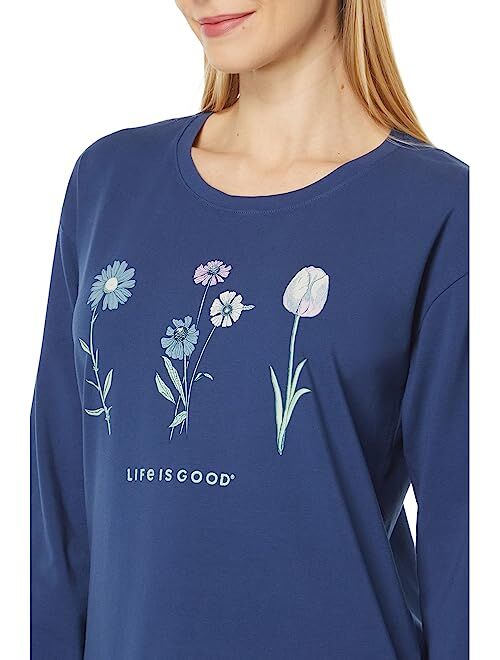 Life is Good Detailed Spring Flowers Crusher-Flex Tunic