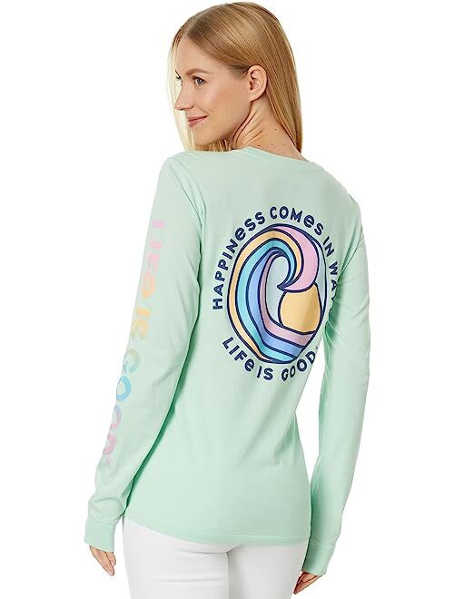 Life is Good Happiness Comes in Waves Spectrum Long Sleeve Crusher-Lite Tee