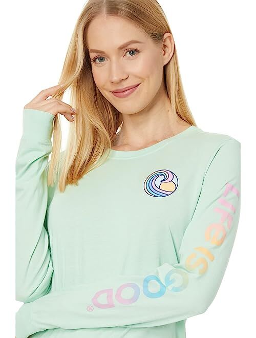 Life is Good Happiness Comes in Waves Spectrum Long Sleeve Crusher-Lite Tee