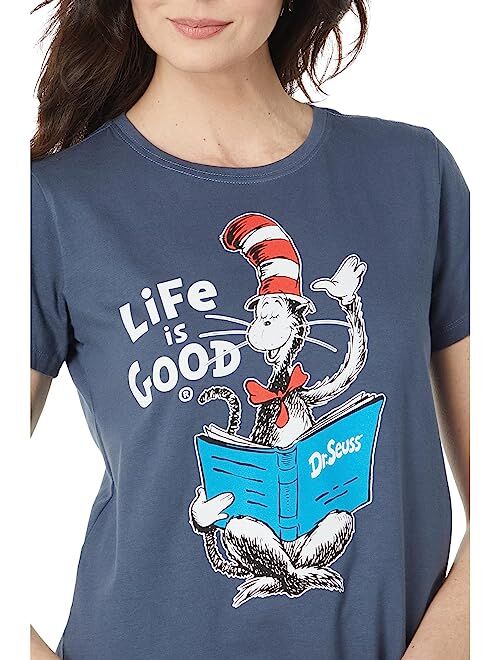 Life is Good Cat In The Hat Reading Short Sleeve Crusher Tee