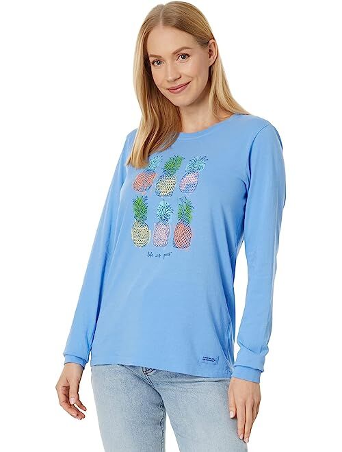 Life is Good Watercolor Pineapples Long Sleeve Crusher-Lite Tee