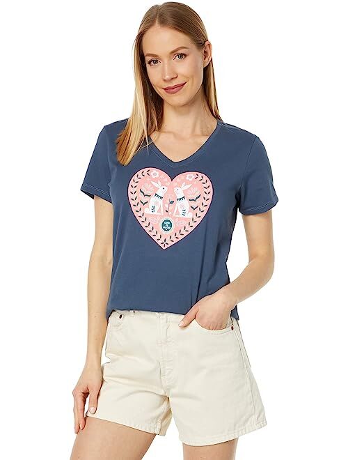 Life is Good Scandinavian Heart Bunnies Short Sleeve Crusher-Lite Tee