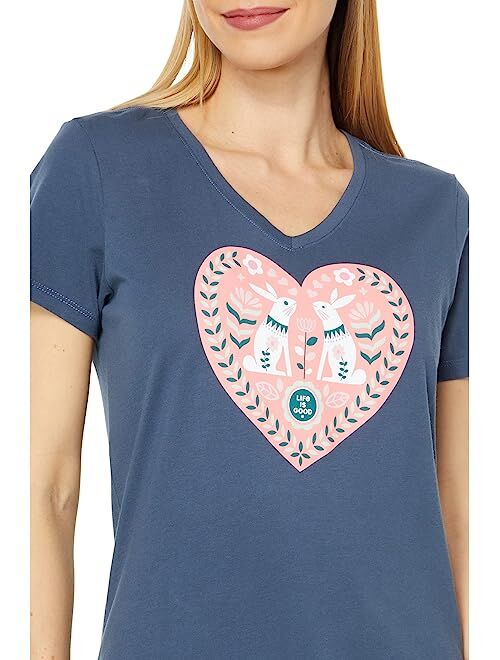 Life is Good Scandinavian Heart Bunnies Short Sleeve Crusher-Lite Tee