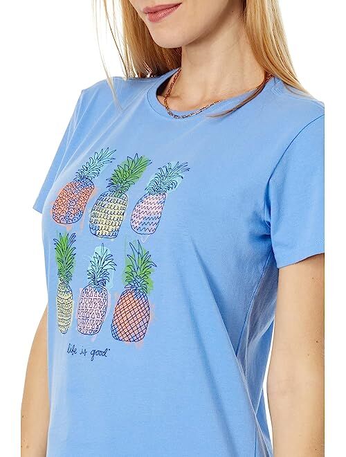 Life is Good Watercolor Pineapples Short Sleeve Crusher Lite Tee