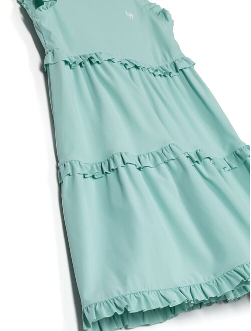 Il Gufo embroidered-logo layered tiered dress