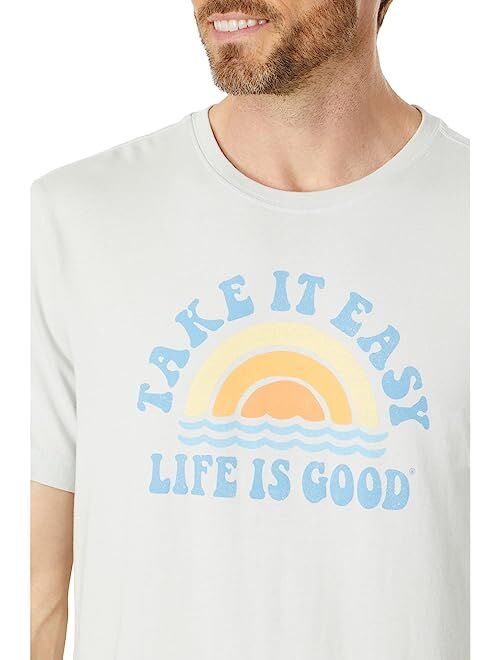 Life is Good Take It Easy Rainbow Waves Short Sleeve Crusher Tee