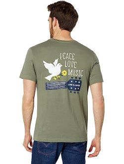 Life is Good Peace, Love, Music Dove Short Sleeve Crusher Tee