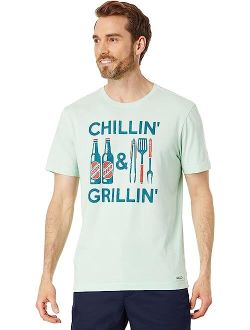 Life is Good Chillin' & Grillin' Beer & BBQ Short Sleeve Crusher-Lite Tee