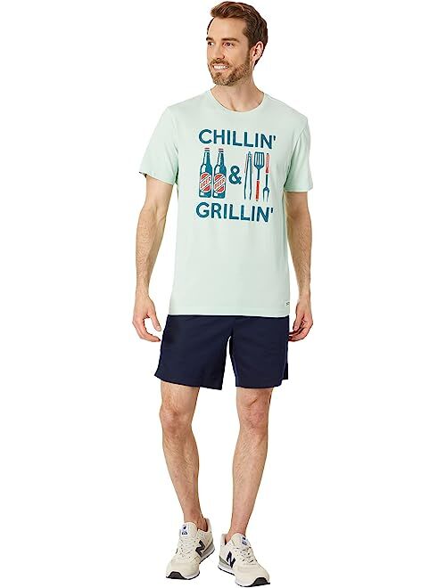 Life is Good Chillin' & Grillin' Beer & BBQ Short Sleeve Crusher-Lite Tee