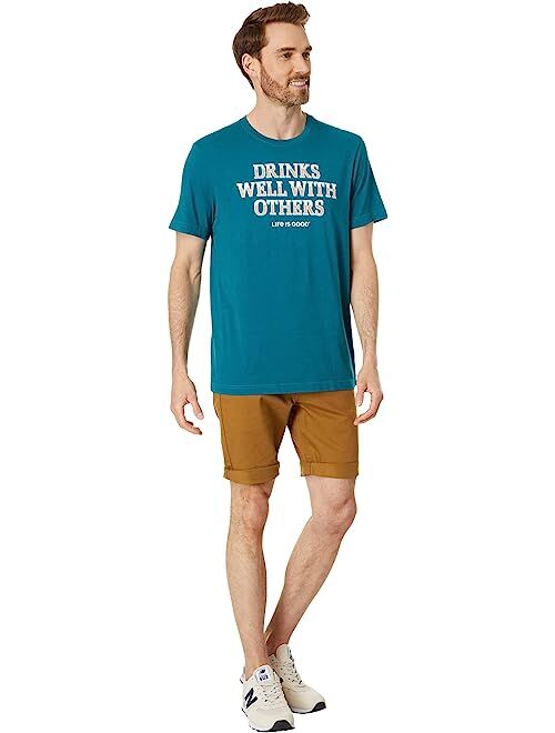 Life is Good Drinks Well with Others Pub Script Short Sleeve Crusher-Lite Tee