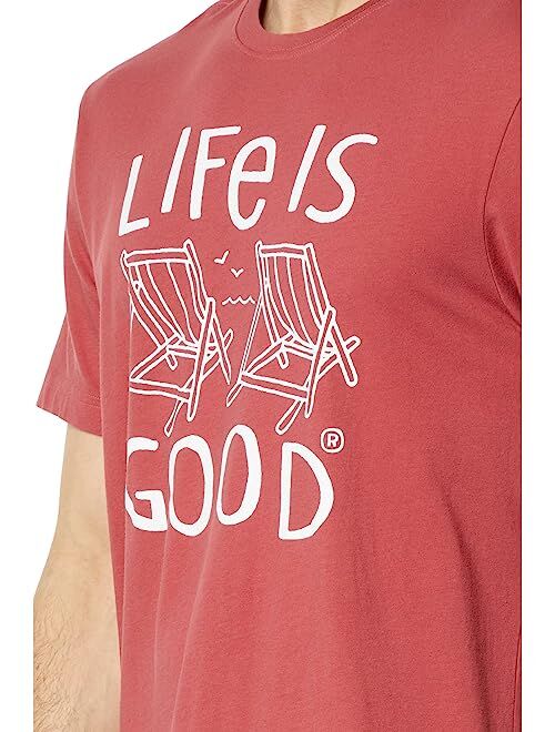 Life is Good AT the Beach Chairs Short Sleeve Crusher-Lite Tee