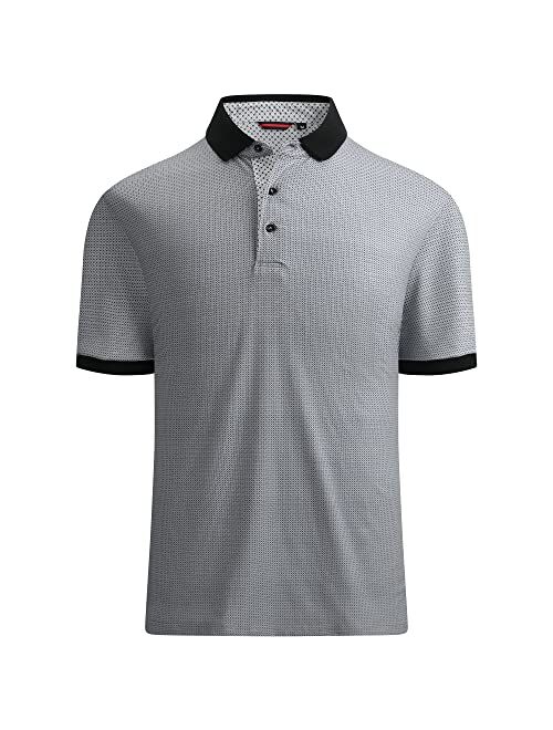 Esabel.C Golf Shirts for Men Dry Fit Short Sleeve Print Performance Moisture Wicking Polo Shirt