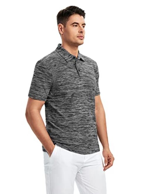 SAMERM Mens Golf Shirt Short Sleeve Print Performance Moisture Wicking Dry Fit Polo Shirts for Men