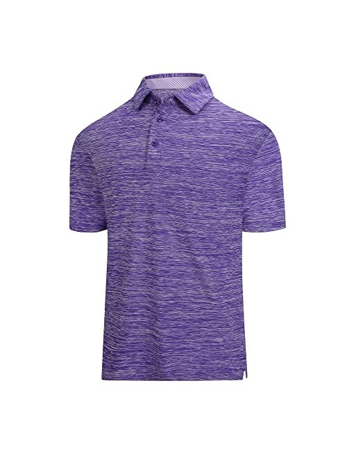 SAMERM Mens Golf Shirt Short Sleeve Print Performance Moisture Wicking Dry Fit Polo Shirts for Men