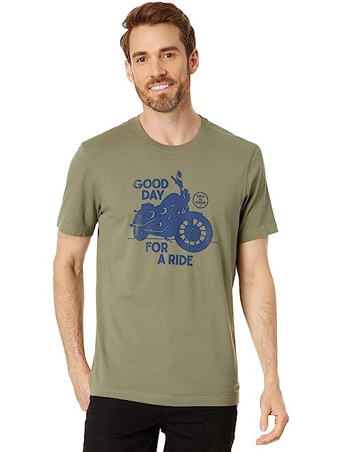 Life is Good Good Day For A Ride Motorcycle Short Sleeve Crusher-Lite Tee