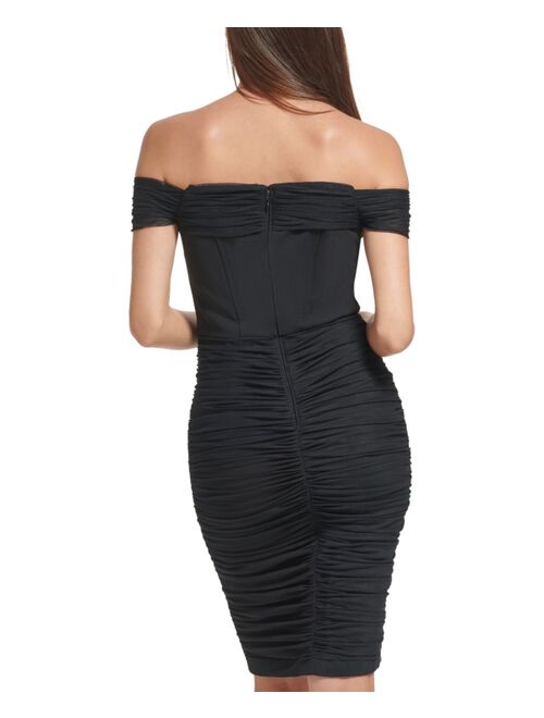 Calvin Klein Women's Off-The-Shoulder Corset Ruched Dress